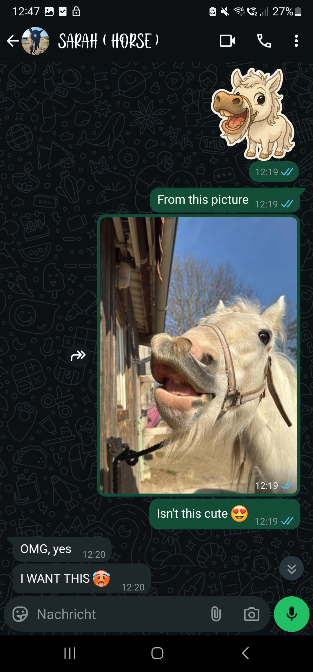 WhatsApp conversation with stickers